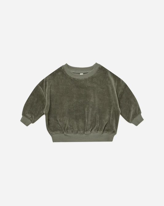 Velour Relaxed Sweatshirt in Forest  - Doodlebug's Children's Boutique