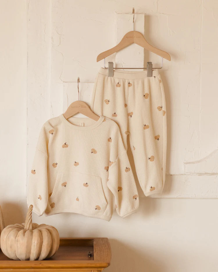 Waffle Slouch Set in Pumpkins  - Doodlebug's Children's Boutique