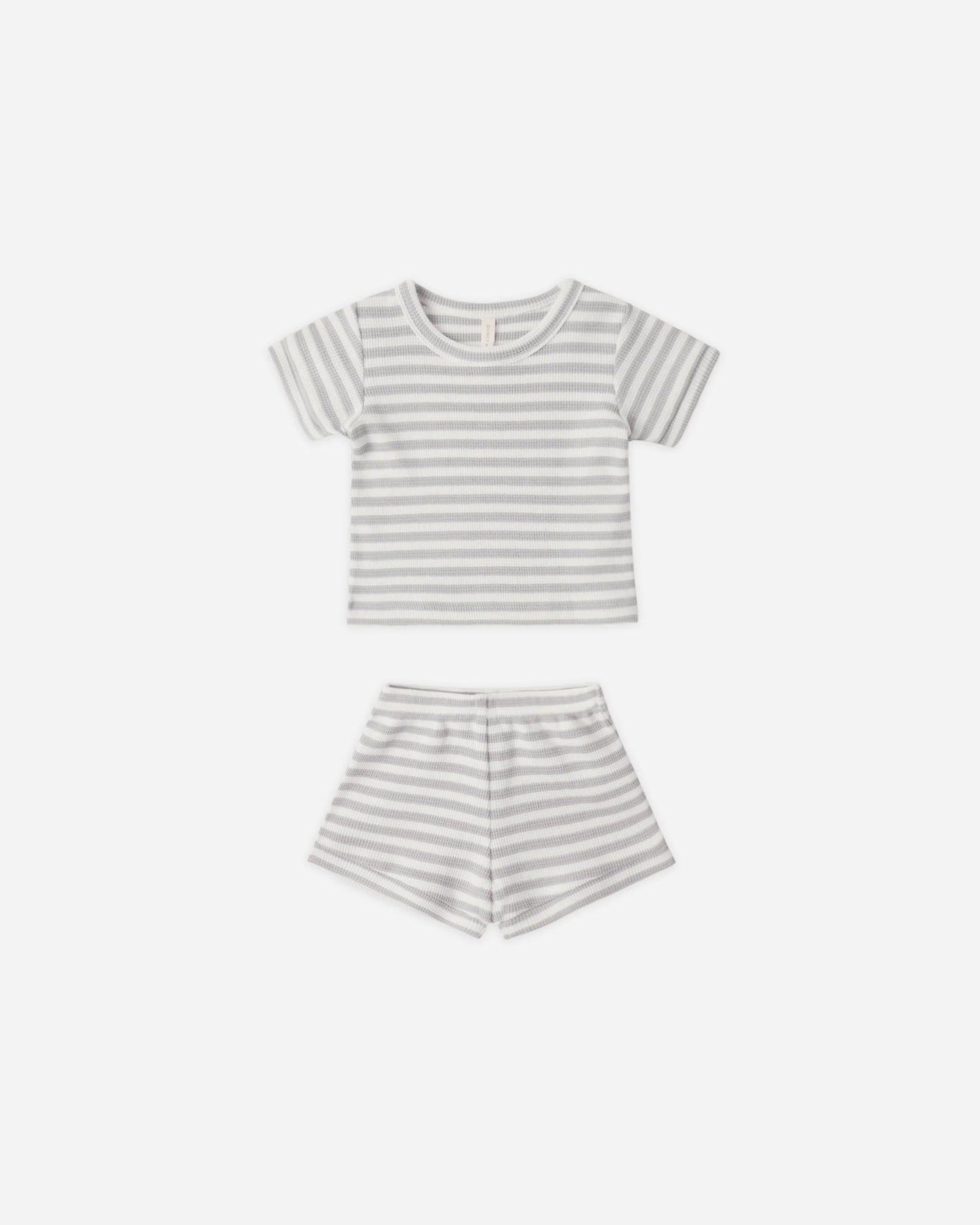 Waffle Shortie Set in Sage Stripe - Doodlebug's Children's Boutique