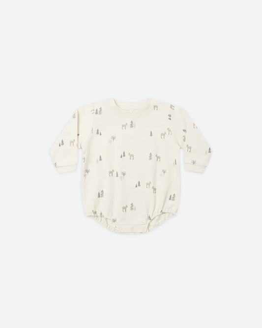 Crewneck Bubble Romper in Deer - Doodlebug's Children's Boutique
