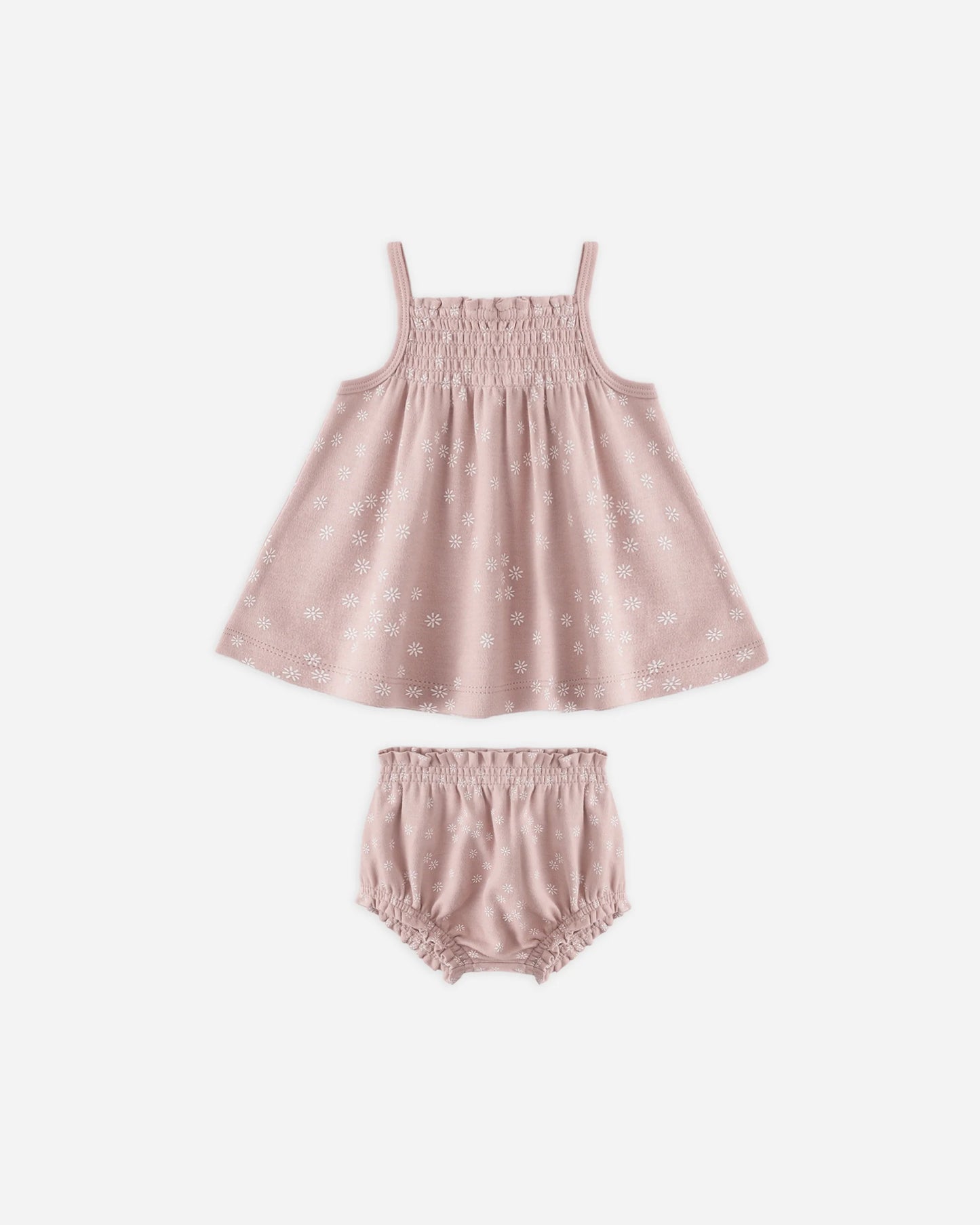 Smocked Tank with Bloomers in Mauve Daisy - Doodlebug's Children's Boutique