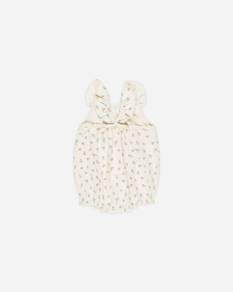 Ribbed Ruffle Romper in Fluer - Doodlebug's Children's Boutique