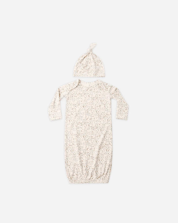 Bamboo Baby Gown & Hat Set in Bloom