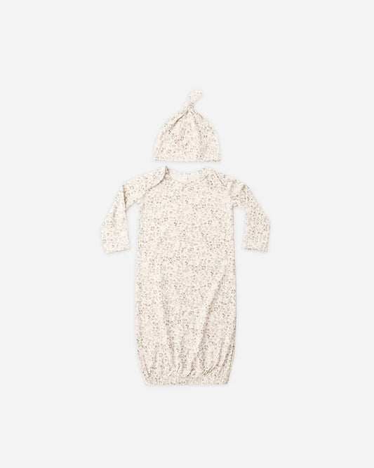 Bamboo Baby Gown & Hat Set in Bloom - Doodlebug's Children's Boutique