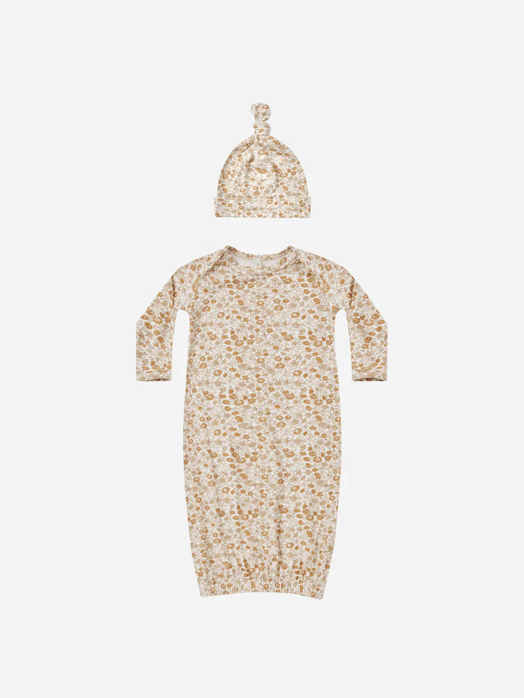 Bamboo Baby Gown & Hat Set in Marigold  - Doodlebug's Children's Boutique
