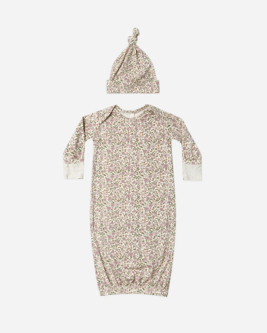 Bamboo Baby Gown + Hat in Flower Field  - Doodlebug's Children's Boutique