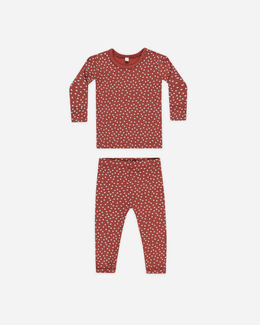 Bamboo Long Sleeve Pajama Set in Tiny Hearts