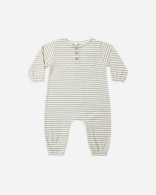 Long Sleeve Pocket Jumpsuit in Laurel Stripe - Doodlebug's Children's Boutique