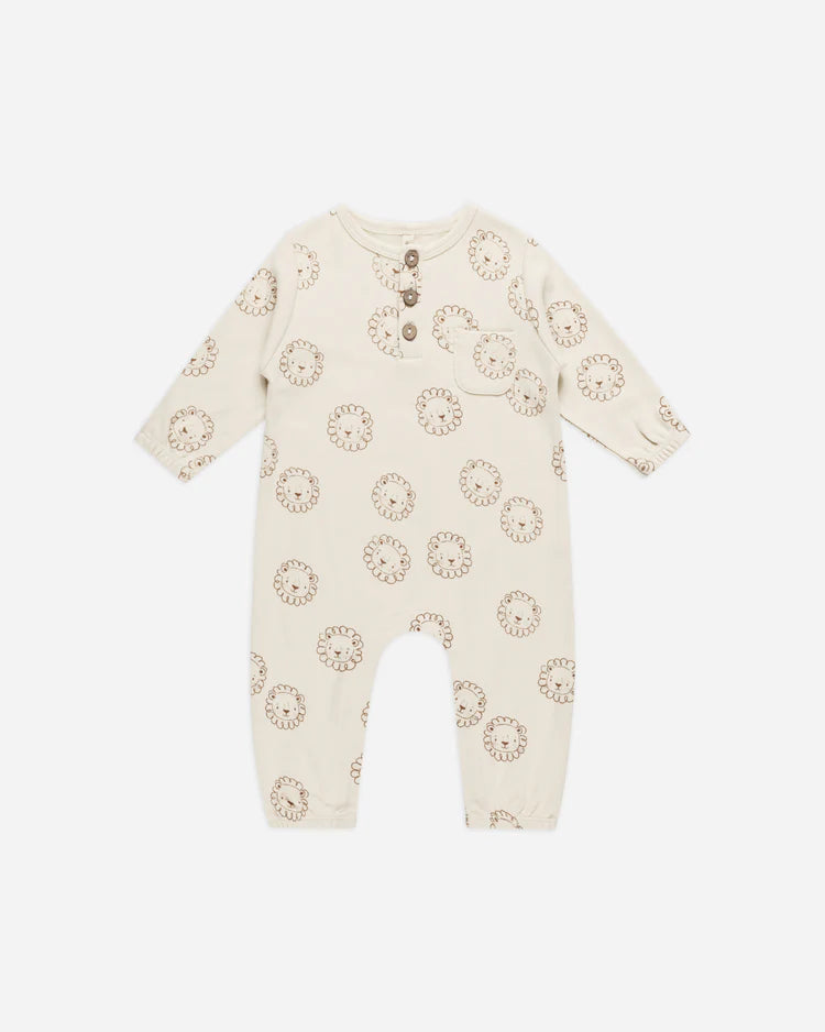 Long Sleeve Pocket Jumpsuit in Lions  - Doodlebug's Children's Boutique