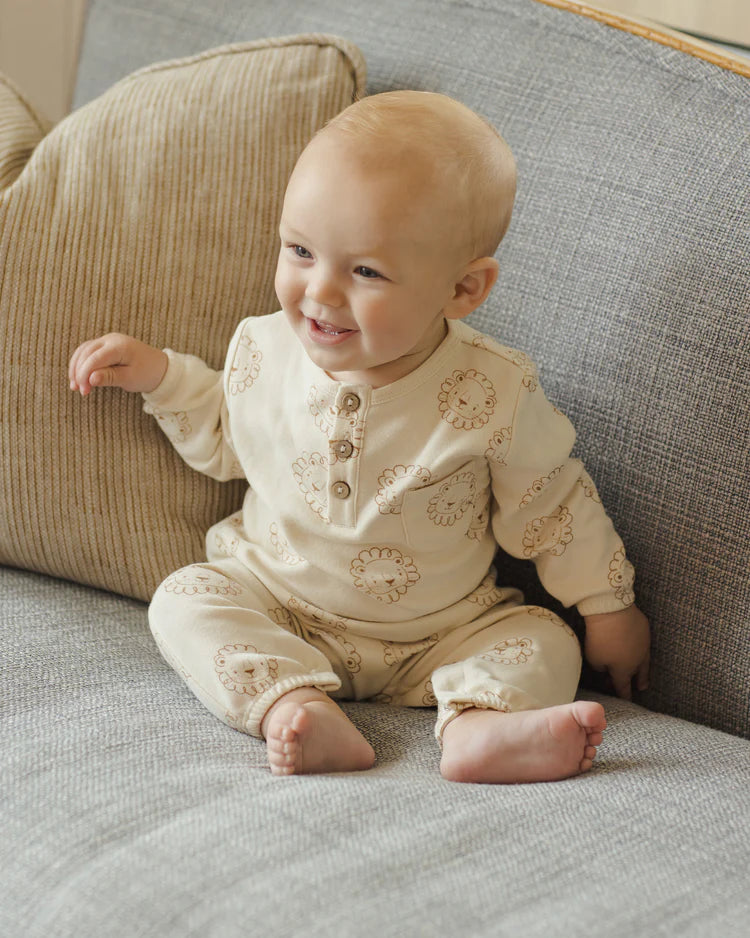 Long Sleeve Pocket Jumpsuit in Lions  - Doodlebug's Children's Boutique