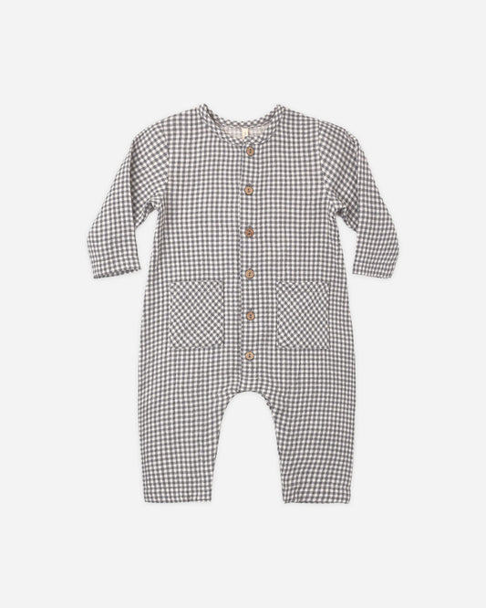 Pocketed Woven Jumpsuit in Midnight Gingham - Doodlebug's Children's Boutique