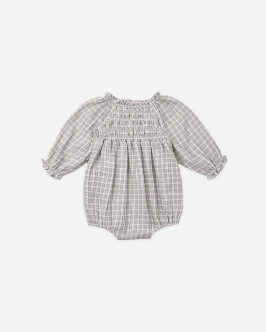 Eden Romper in Blue Gingham - Doodlebug's Children's Boutique