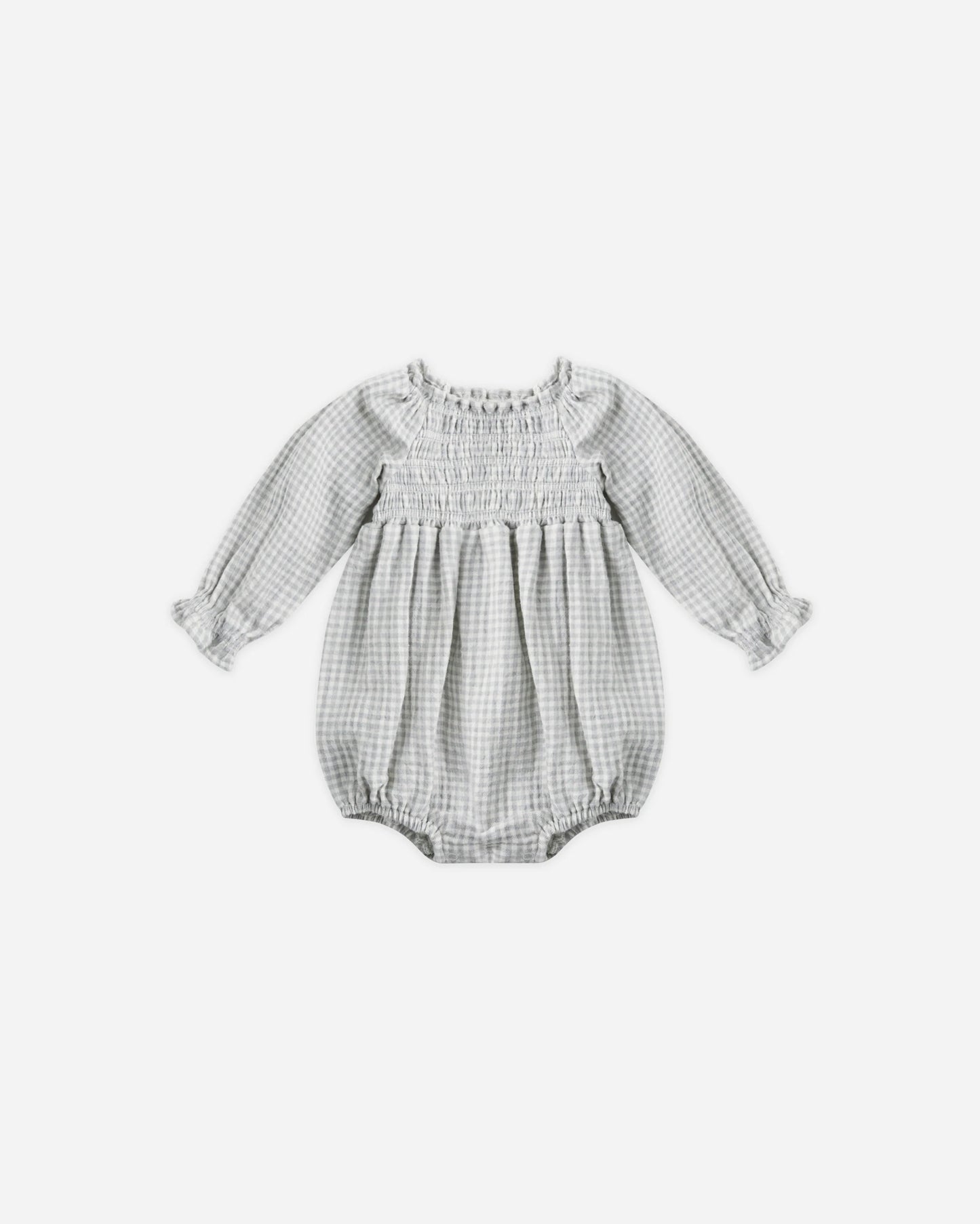Eden Romper in Blue Gingham - Doodlebug's Children's Boutique