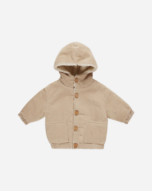 Corduroy Hooded Jacket in Latte  - Doodlebug's Children's Boutique