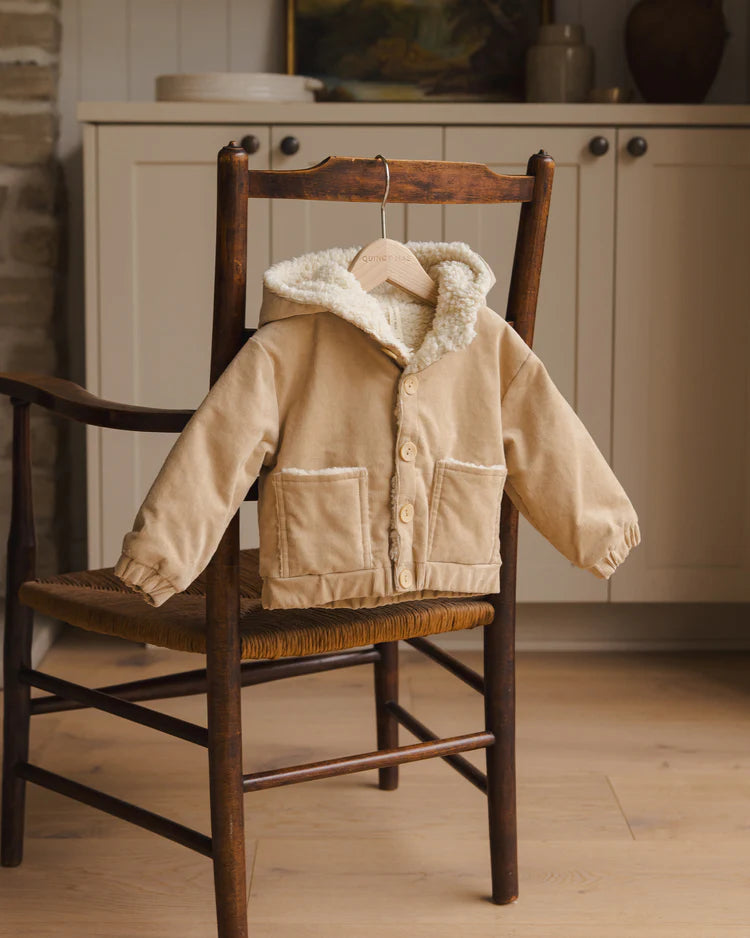 Corduroy Hooded Jacket in Latte  - Doodlebug's Children's Boutique