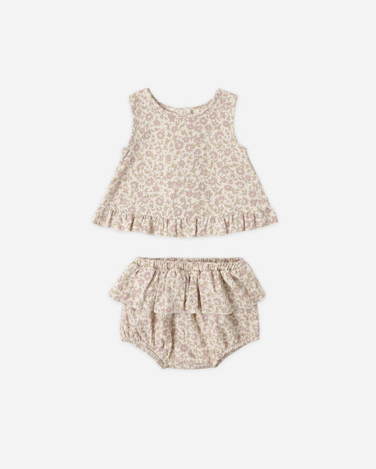 Ruffled Tulip Top + Bloomer Set in Dahlia - Doodlebug's Children's Boutique