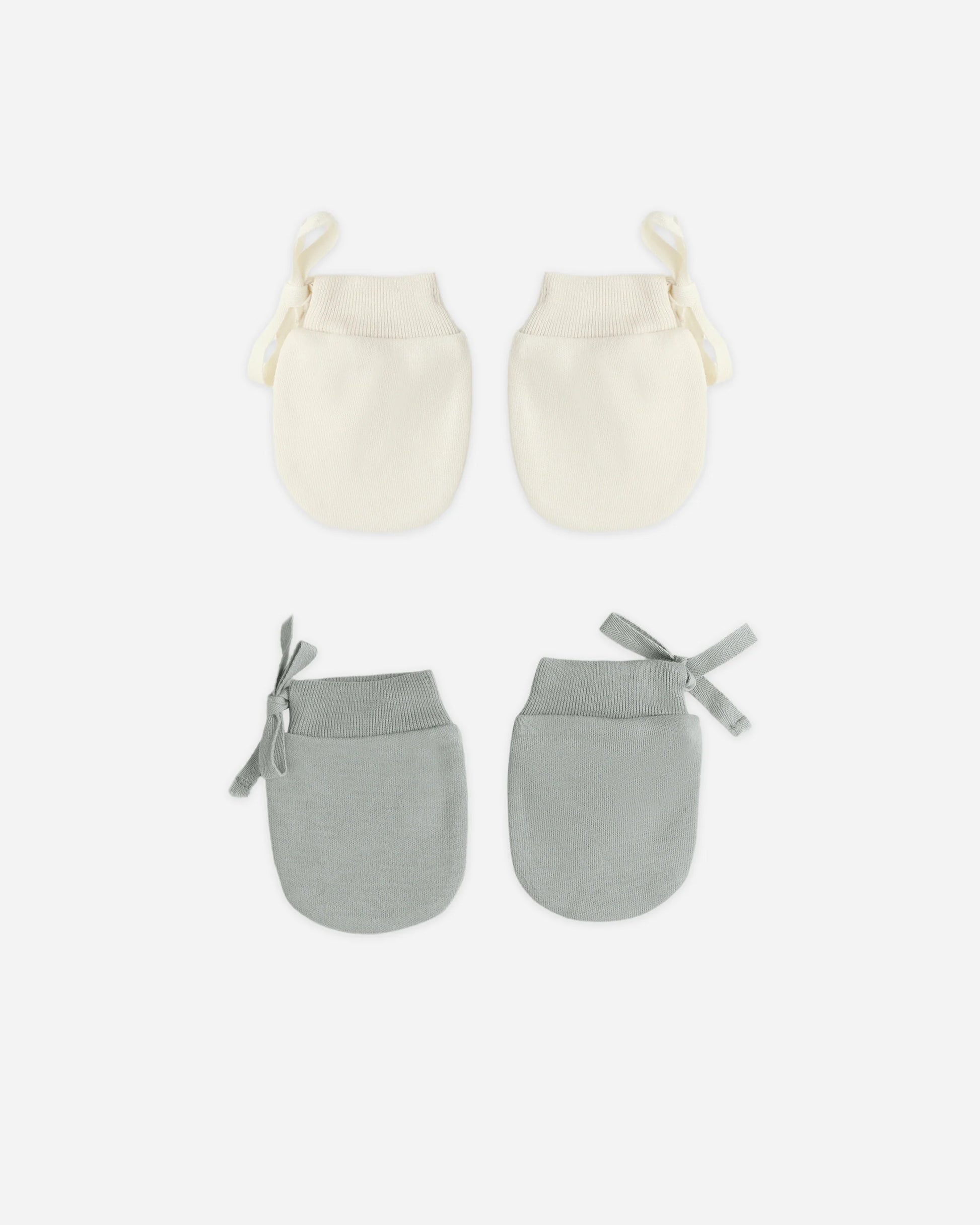 No Scratch Mittens Set in Steel Blue & Natural - Doodlebug's Children's Boutique