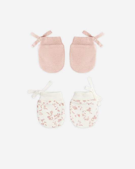 No Scratch Mittens Set in Rose & French Garden - Doodlebug's Children's Boutique