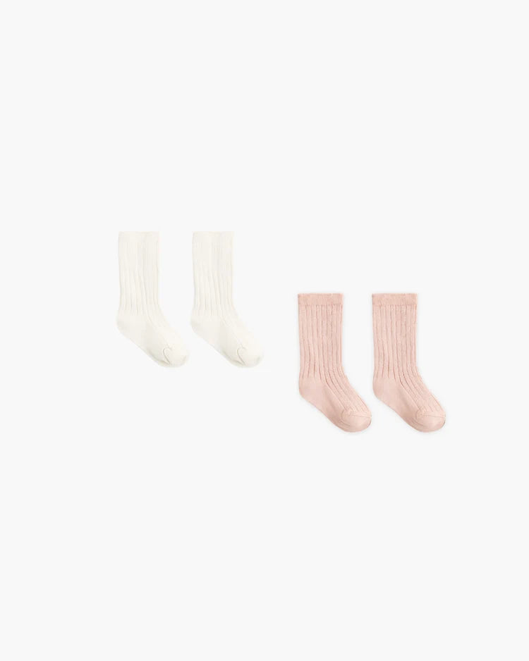 Socks Set in Natural & Dusty Rose