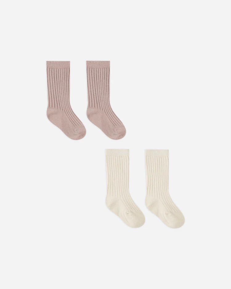 Socks Set in Natural & Mauve  - Doodlebug's Children's Boutique