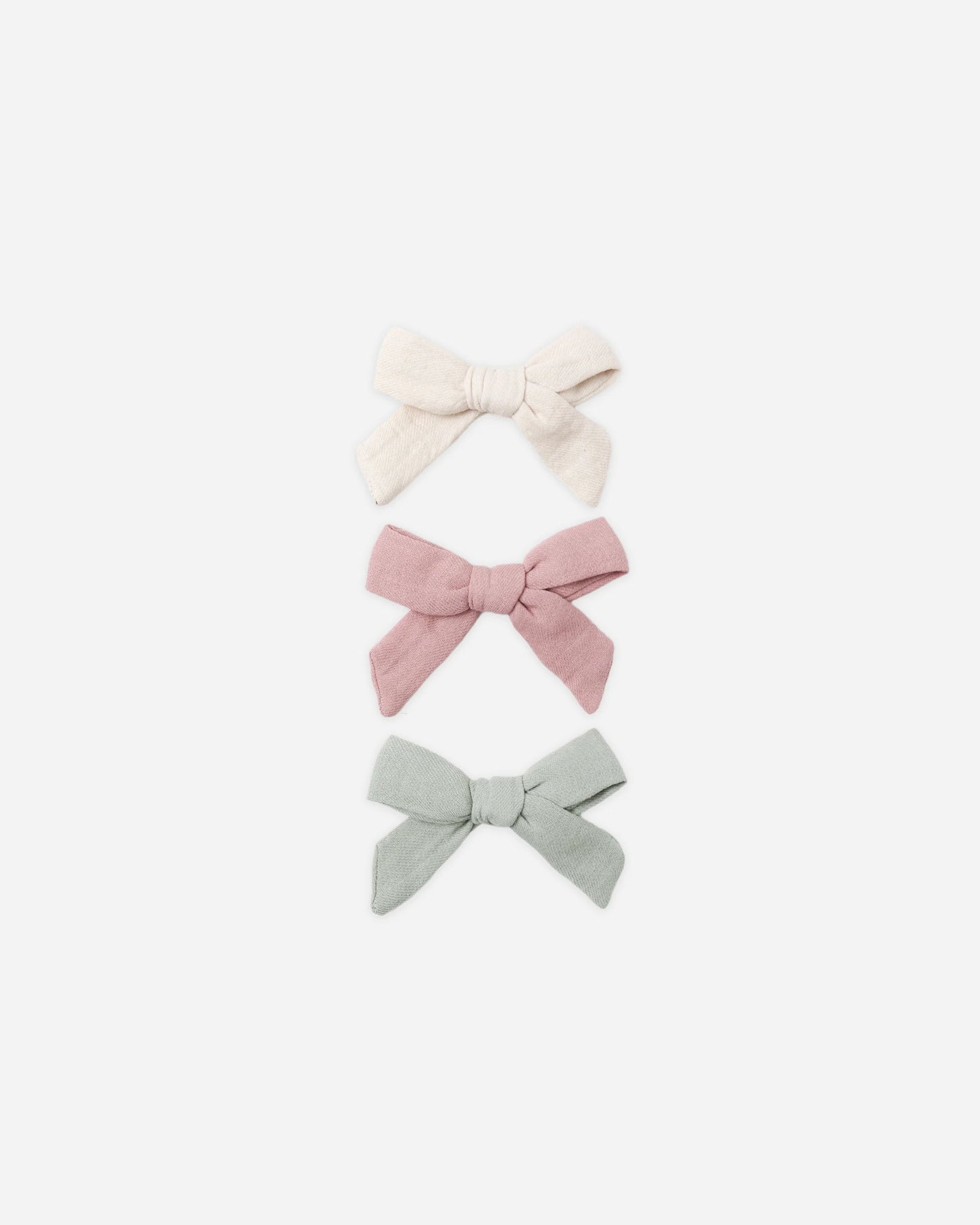 Bow with Clip Set in Natural, Mauve, Sage - Doodlebug's Children's Boutique