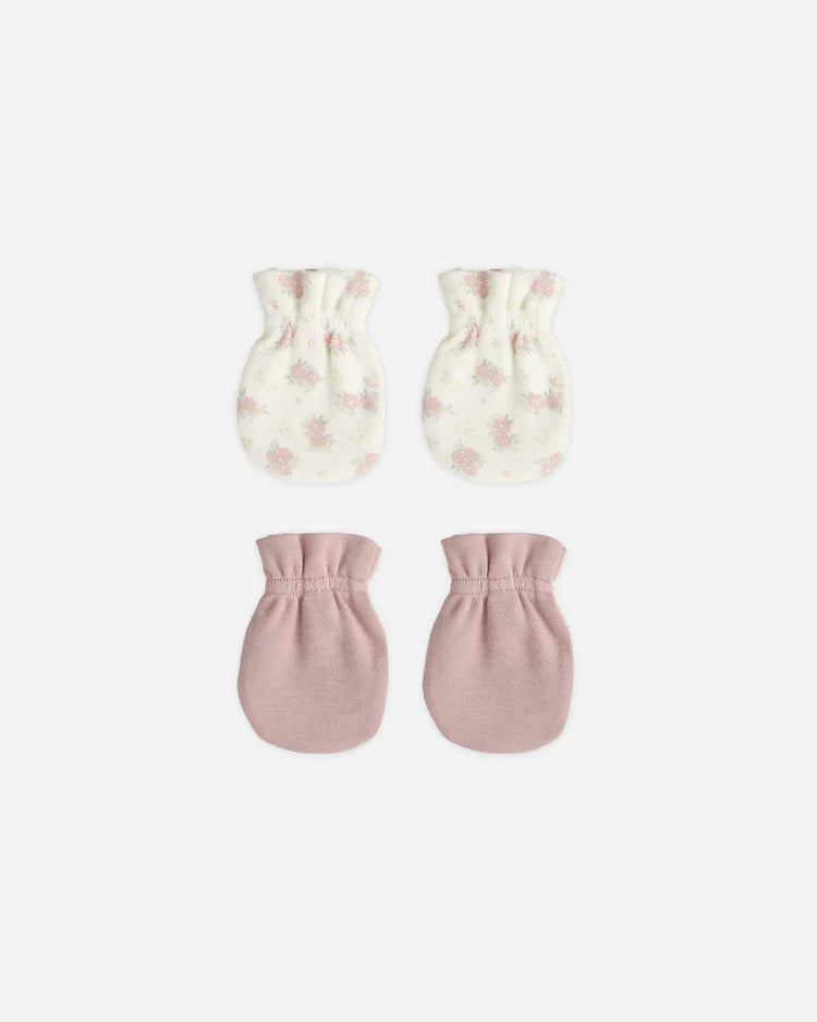 No Scratch Mittens Set in Flower Field & Mauve - Doodlebug's Children's Boutique