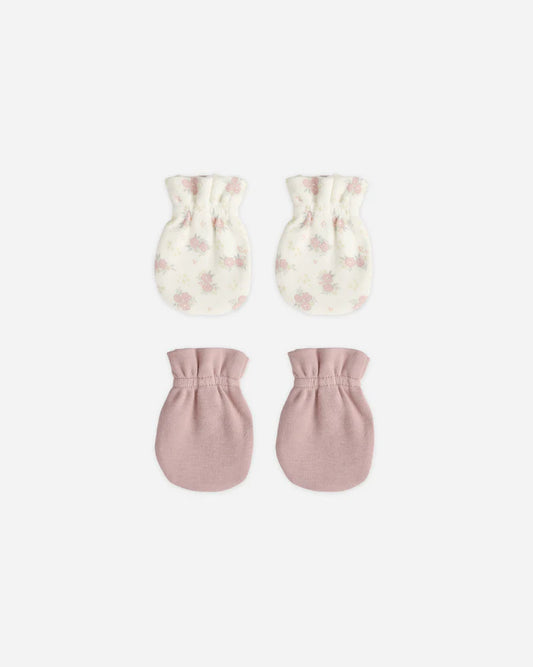 No Scratch Mittens Set in Flower Field & Mauve - Doodlebug's Children's Boutique