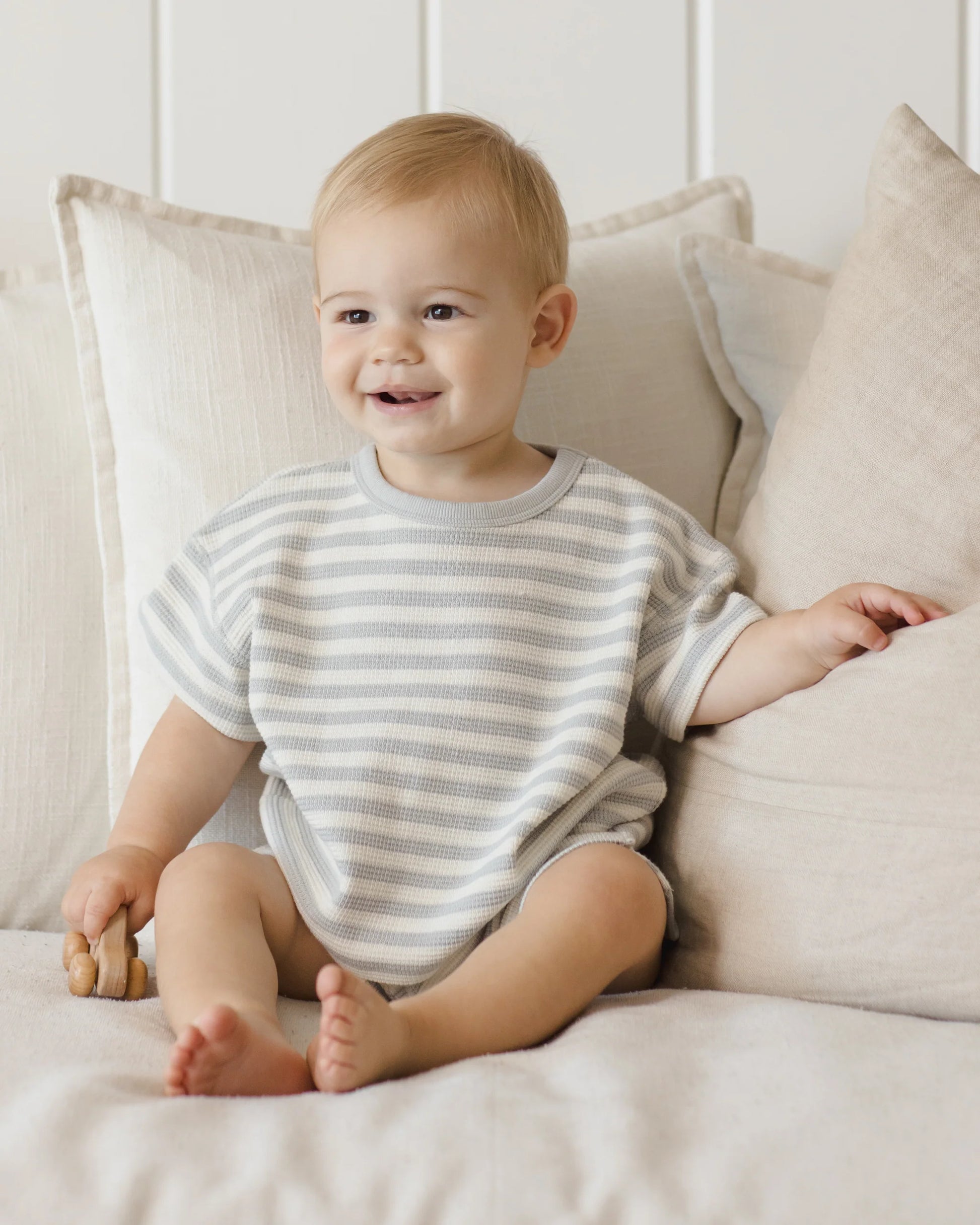 Waffle Shortie Set in Sky Stripe - Doodlebug's Children's Boutique