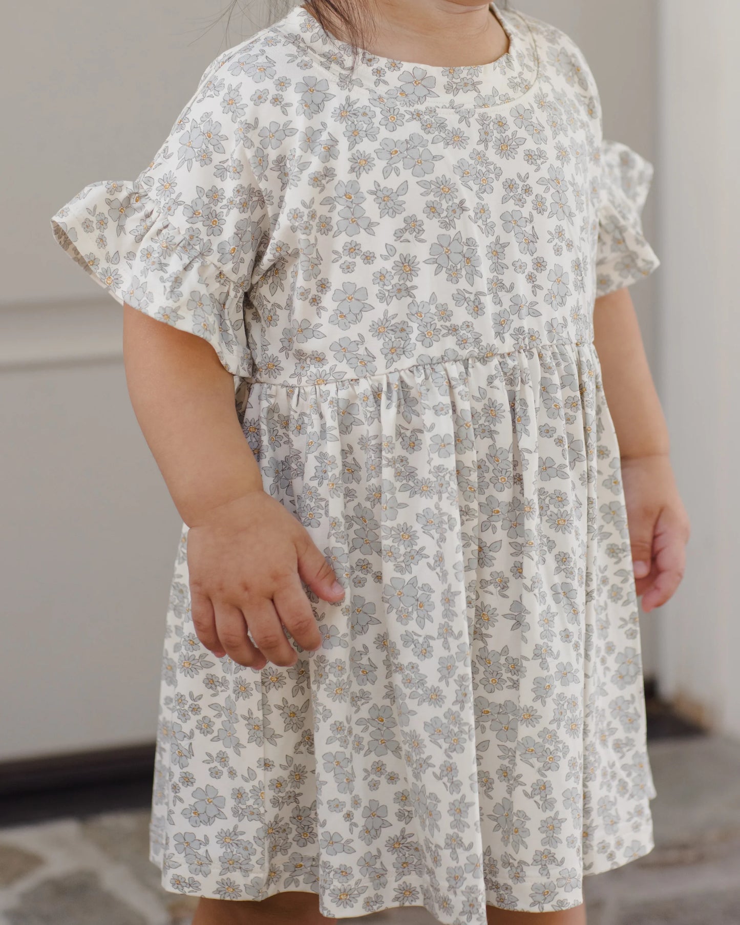 Bamboo Babydoll Dress in Blue Floral - Doodlebug's Children's Boutique