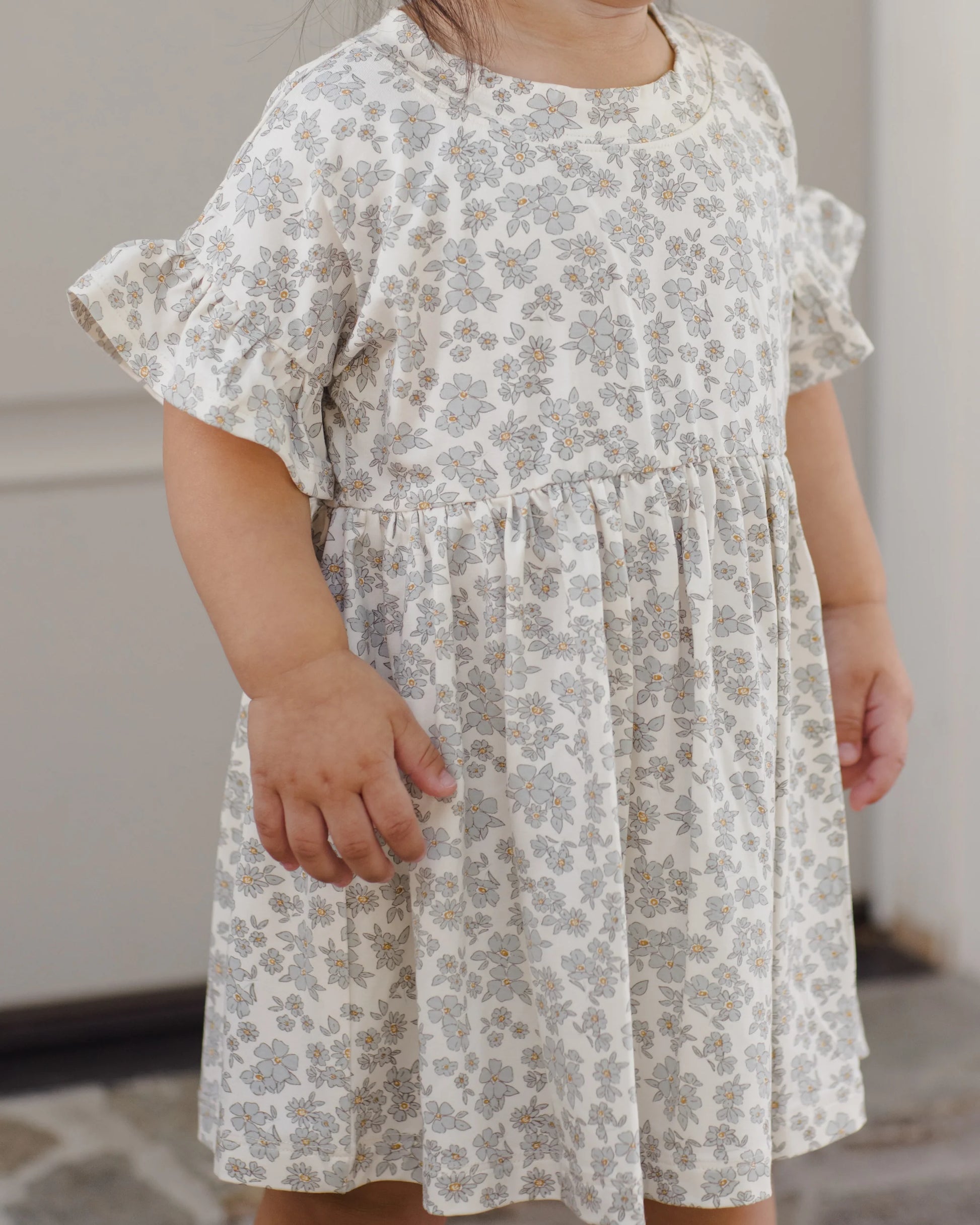 Bamboo Babydoll Dress in Blue Floral - Doodlebug's Children's Boutique