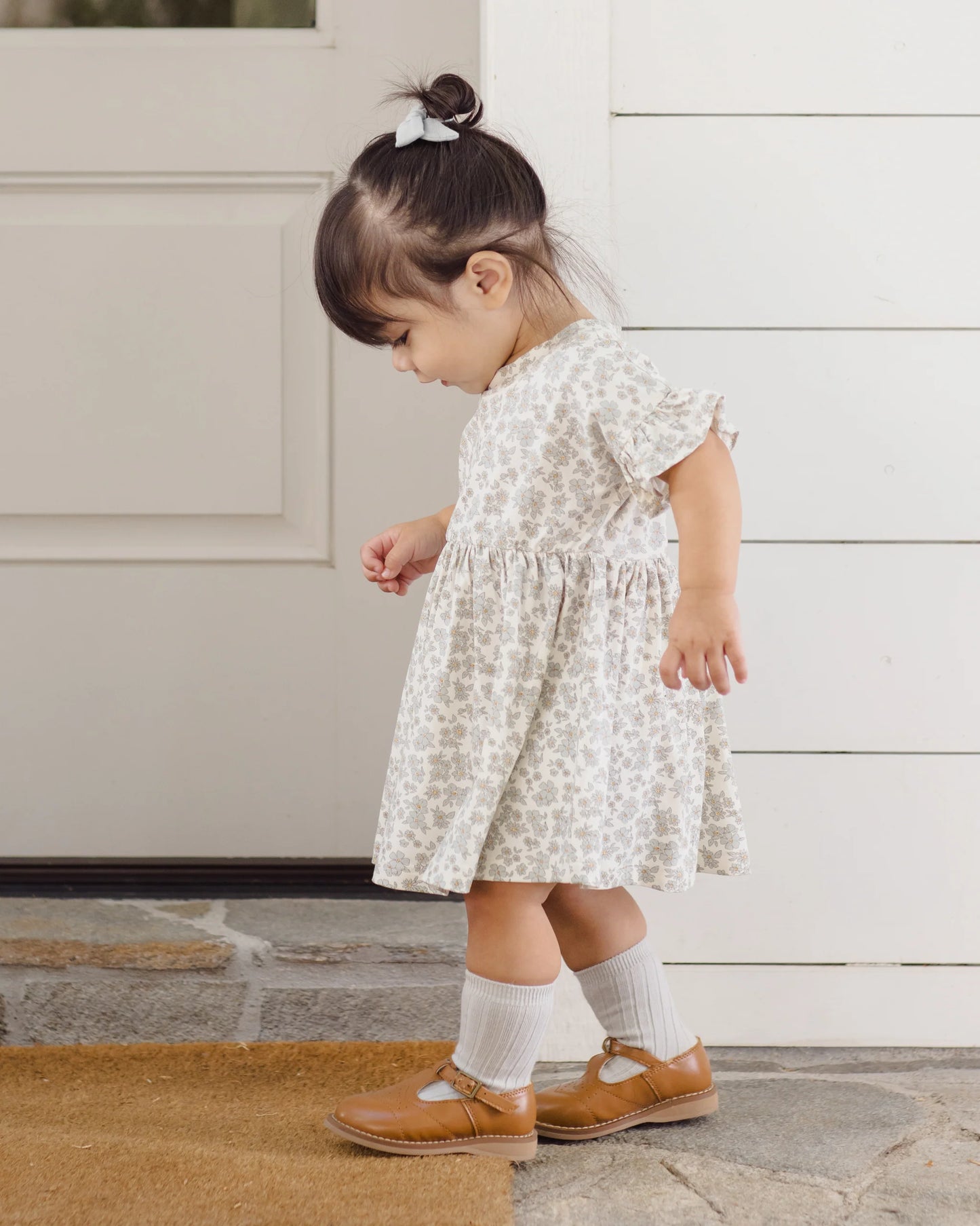 Bamboo Babydoll Dress in Blue Floral - Doodlebug's Children's Boutique