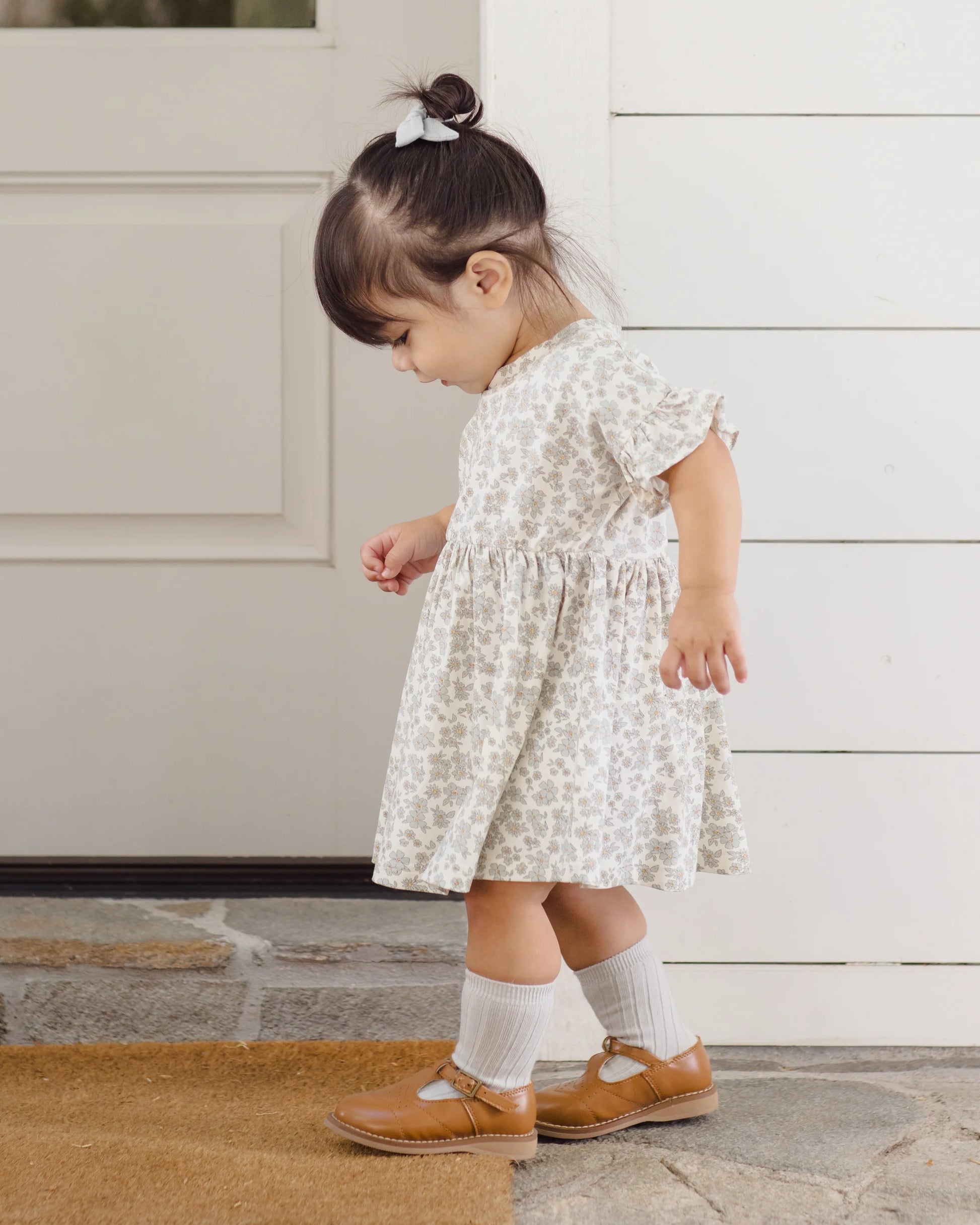 Bamboo Babydoll Dress in Blue Floral - Doodlebug's Children's Boutique