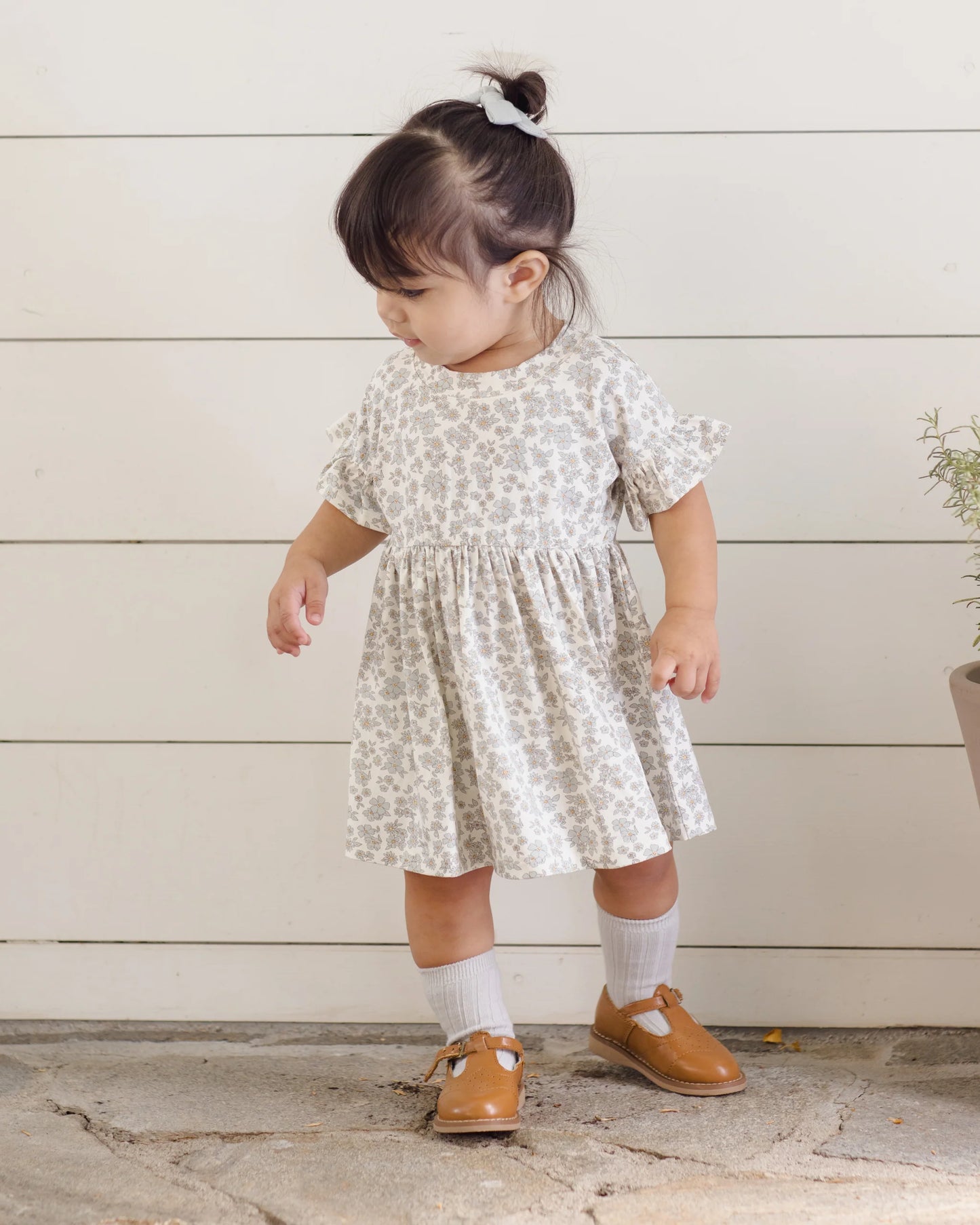 Bamboo Babydoll Dress in Blue Floral - Doodlebug's Children's Boutique