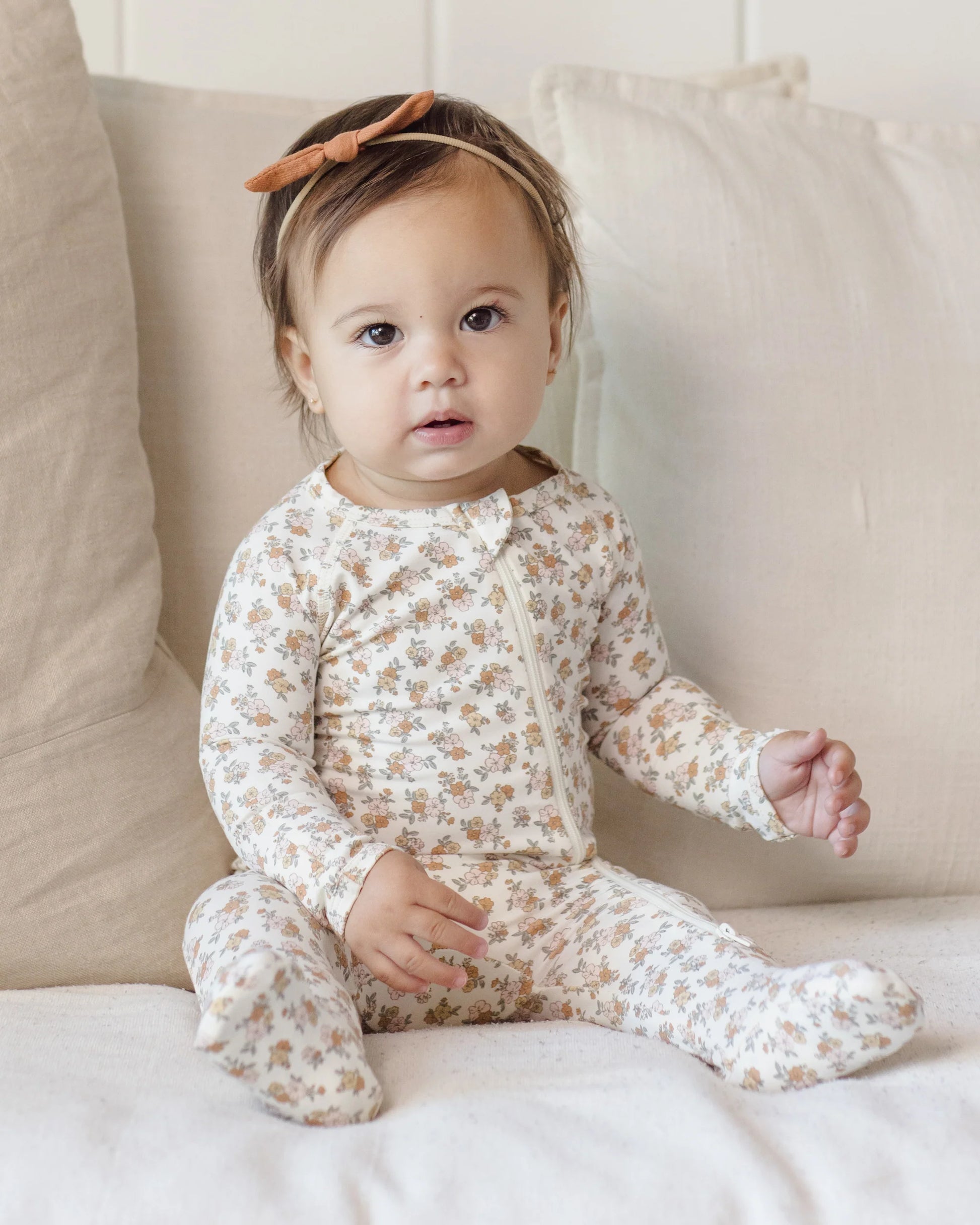 Bamboo Zip Footie in Wildflower - Doodlebug's Children's Boutique