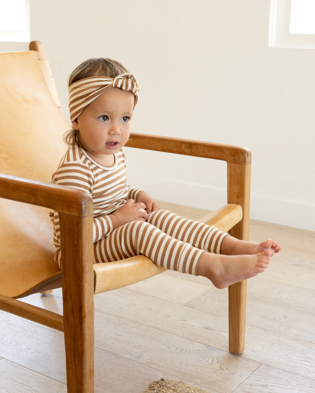 Ribbed Tee and Legging Set in Cinnamon Stripe  - Doodlebug's Children's Boutique