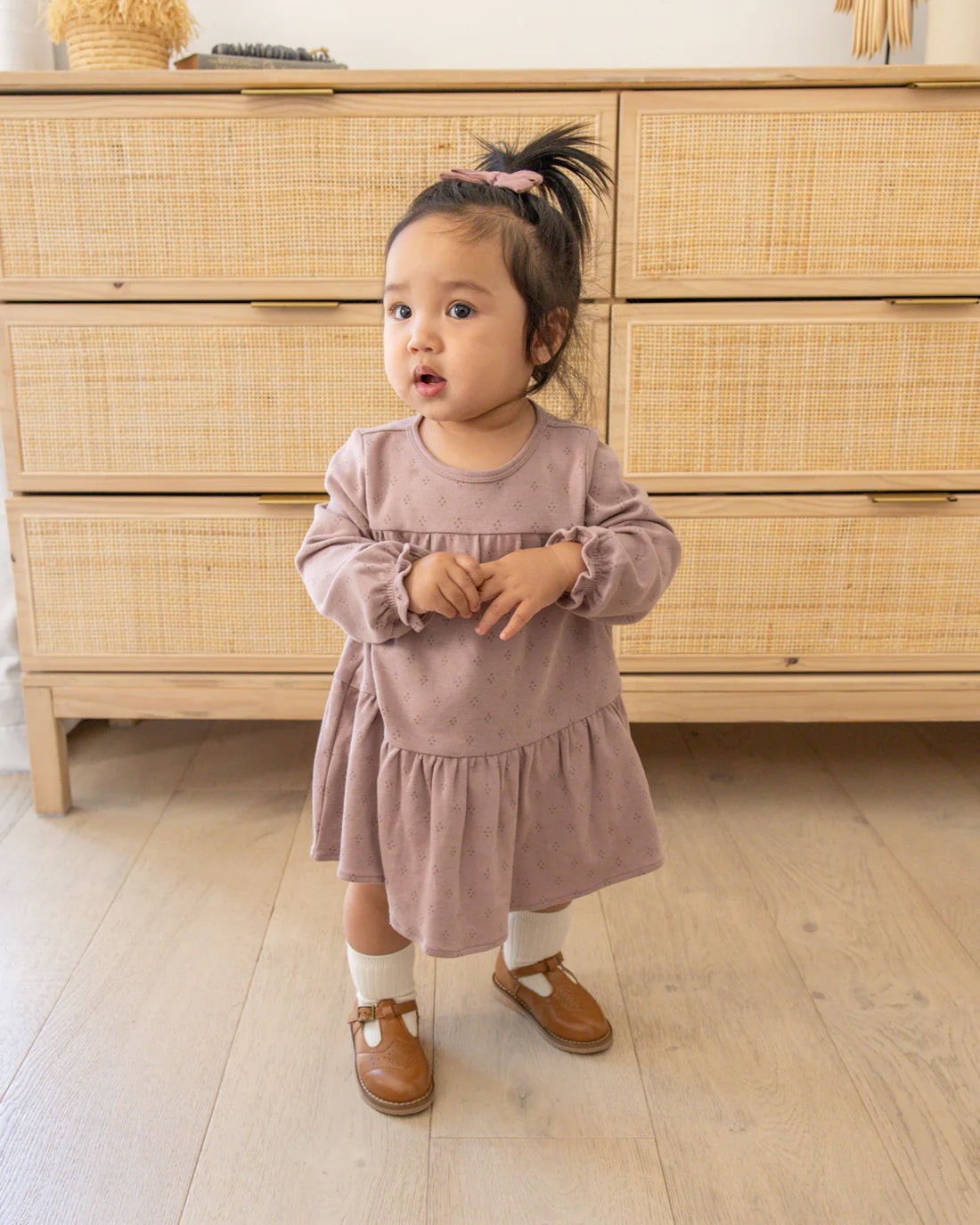 Tiered Jersey Dress in Dotty  - Doodlebug's Children's Boutique