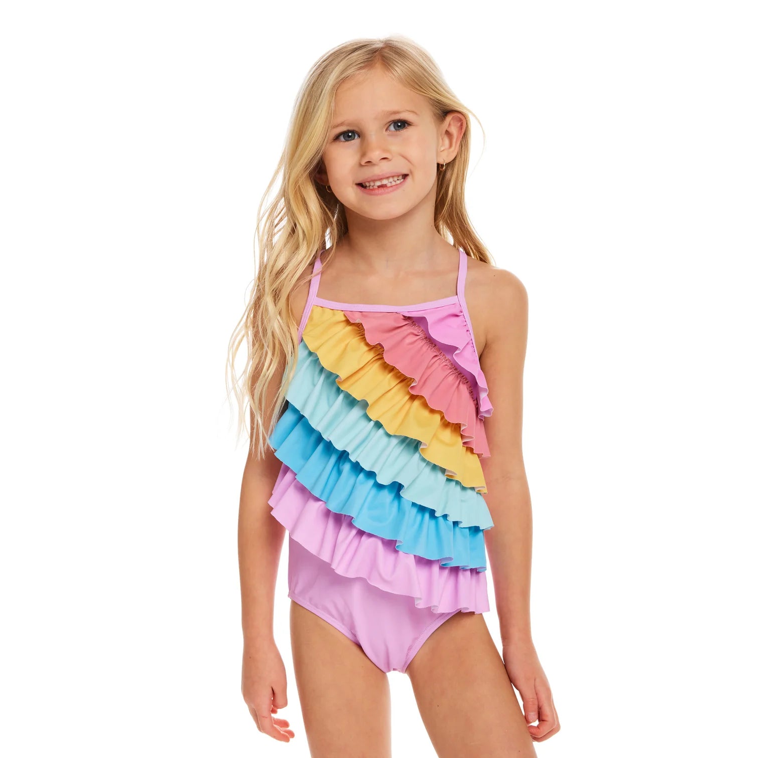 Rainbow Ruffle Swimsuit  - Doodlebug's Children's Boutique