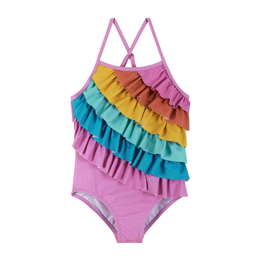 Rainbow Ruffle Swimsuit  - Doodlebug's Children's Boutique