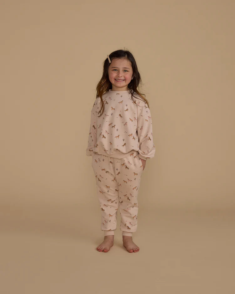 Jogger Sweatpant in Horses  - Doodlebug's Children's Boutique