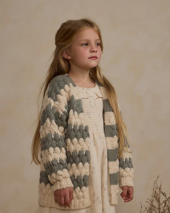 Bubble Knit Cardigan in Laurel Stripe  - Doodlebug's Children's Boutique