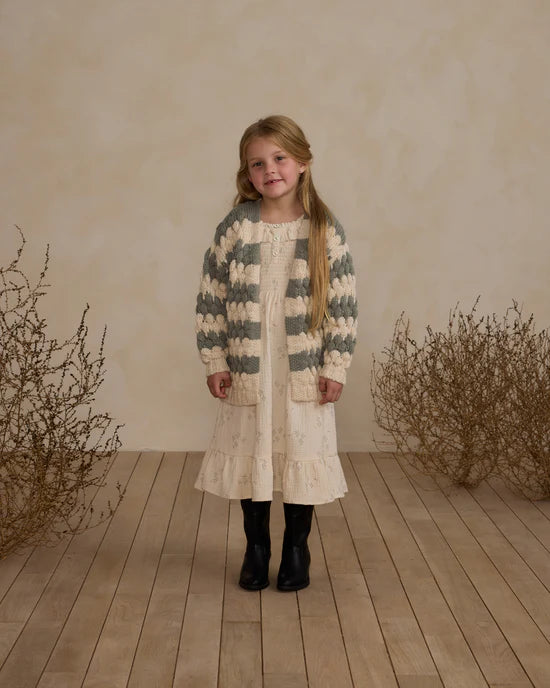 Bubble Knit Cardigan in Laurel Stripe  - Doodlebug's Children's Boutique