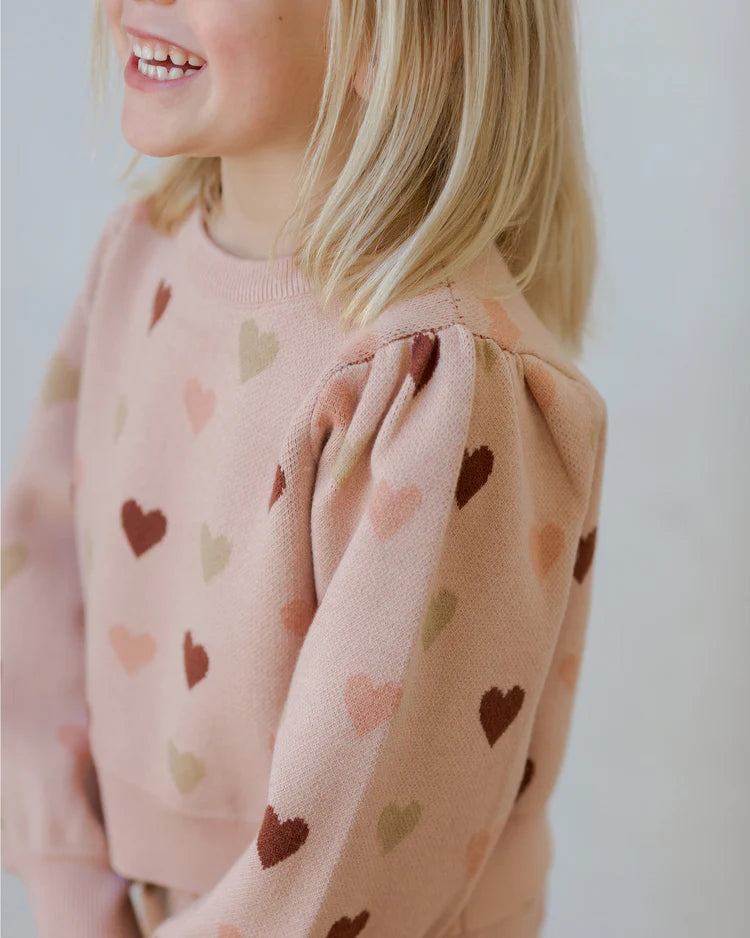 Jacquard Knit Set in Hearts  - Doodlebug's Children's Boutique