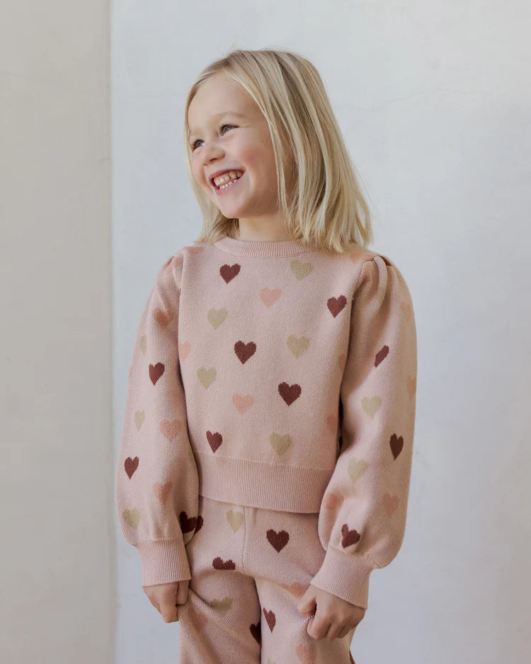 Jacquard Knit Set in Hearts  - Doodlebug's Children's Boutique