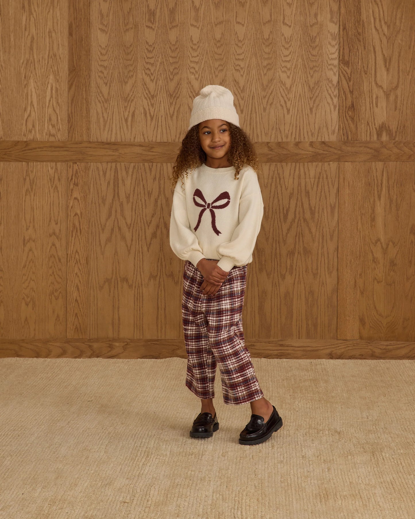 Aspen Sweater in Burgundy Bow - Doodlebug's Children's Boutique