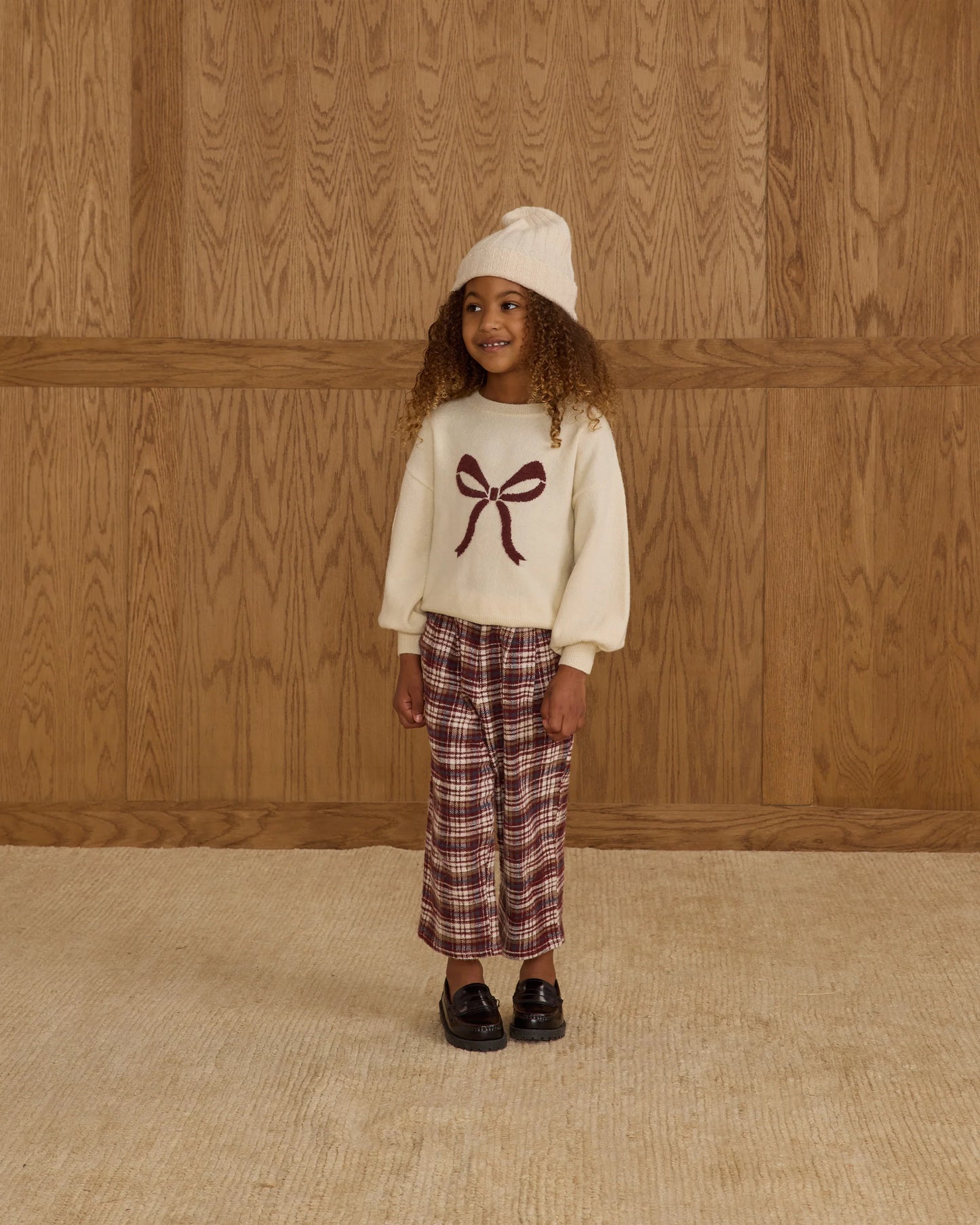 Aspen Sweater in Burgundy Bow - Doodlebug's Children's Boutique