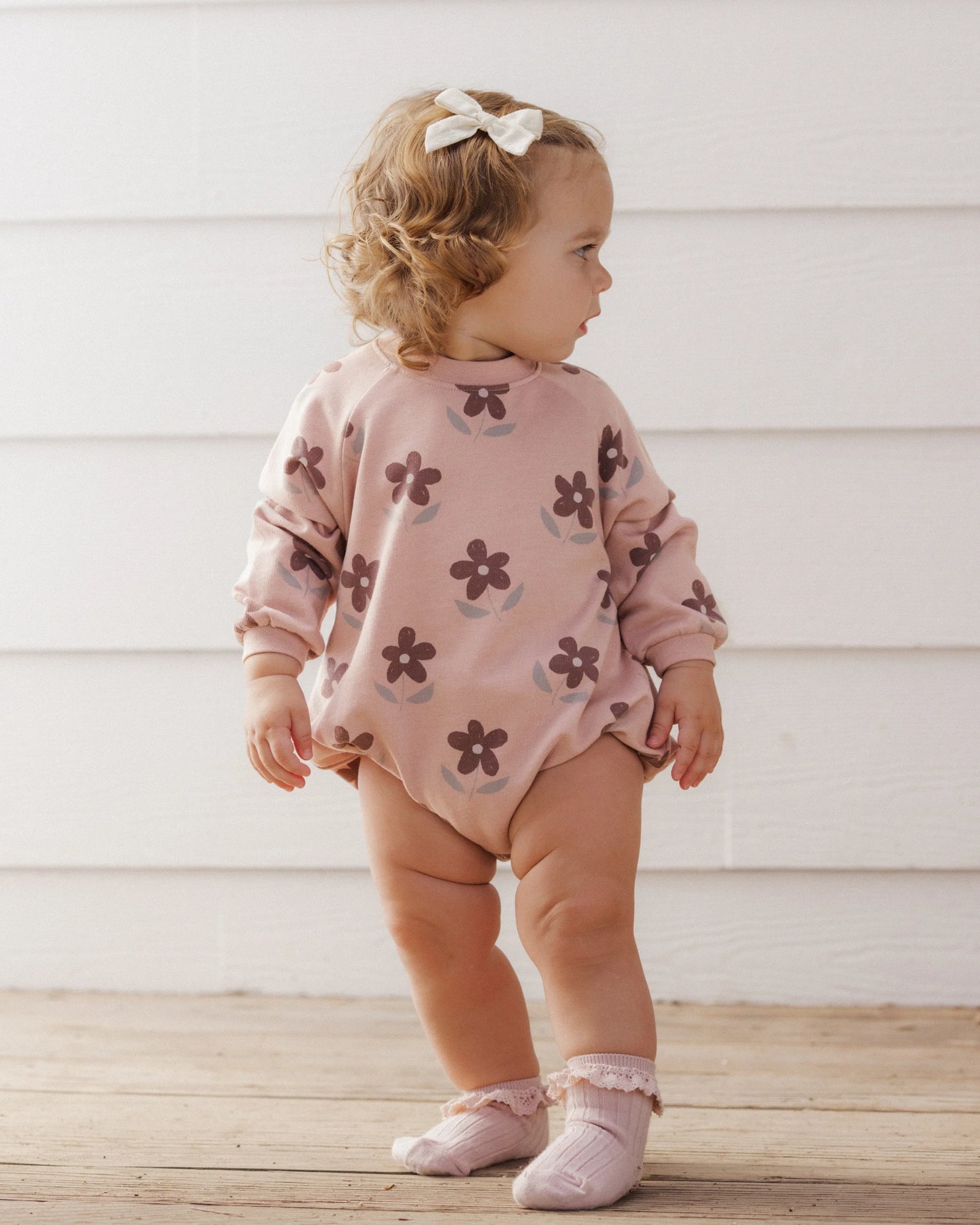Crew Neck Romper in Daisy