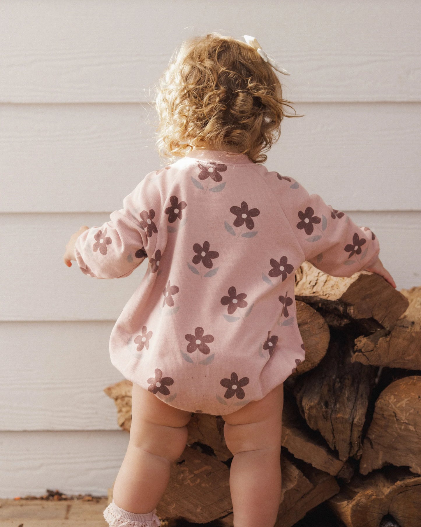 Crew Neck Romper in Daisy