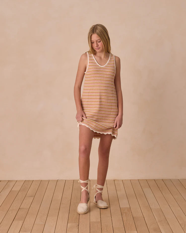 Crochet Tank Mini Dress in Pink Stripe - Doodlebug's Children's Boutique