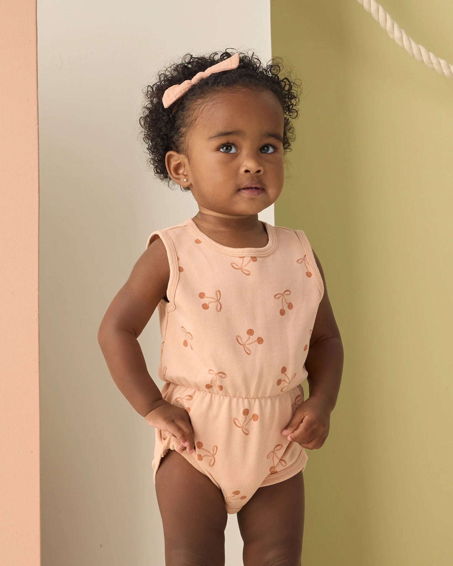 Cinch Playsuit in Cherry Bows - Doodlebug's Children's Boutique