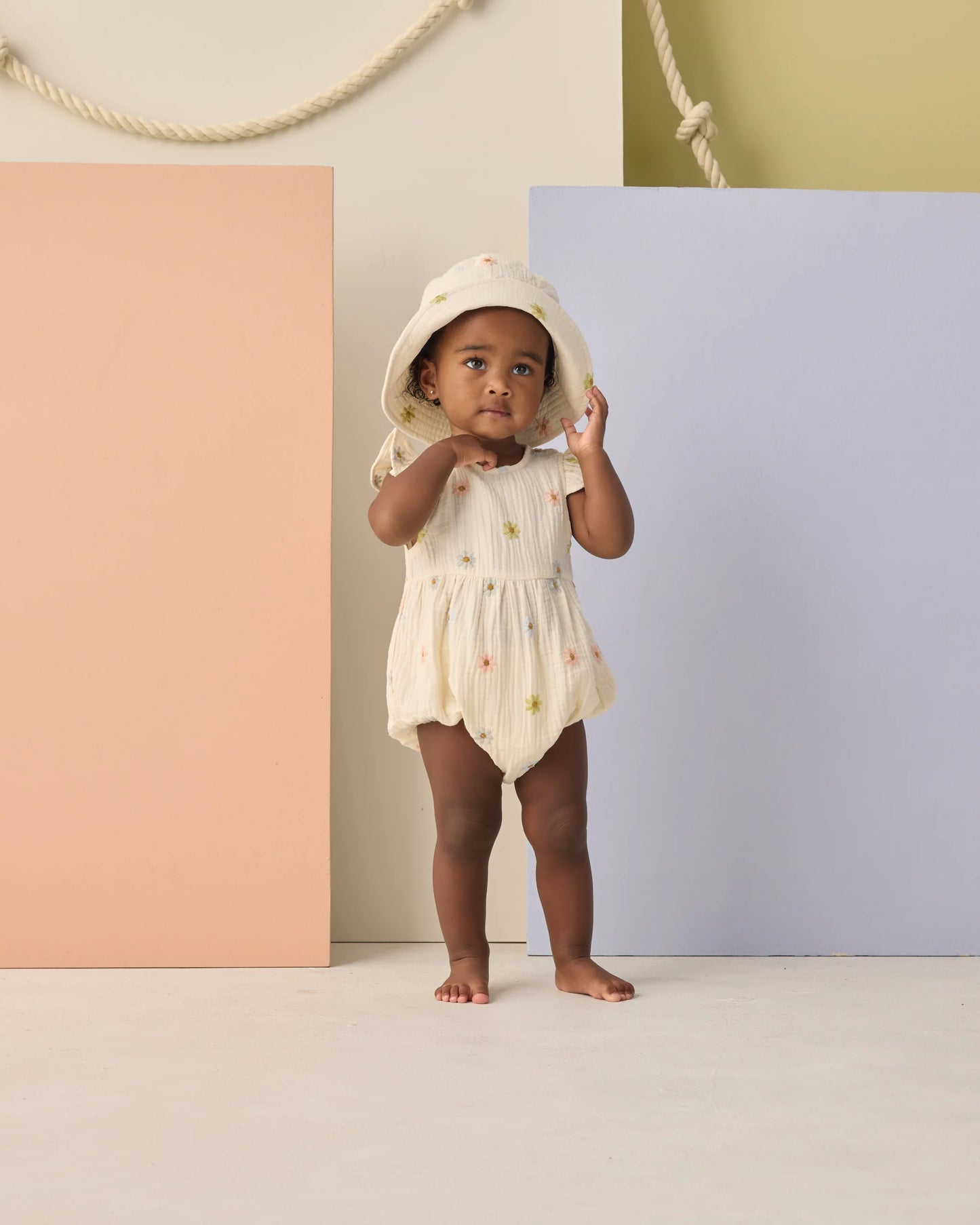 Amelia Romper in Embroidered Daisies - Doodlebug's Children's Boutique
